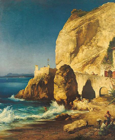 Albert Hertel Piece on the shores of Capri with people Spain oil painting art